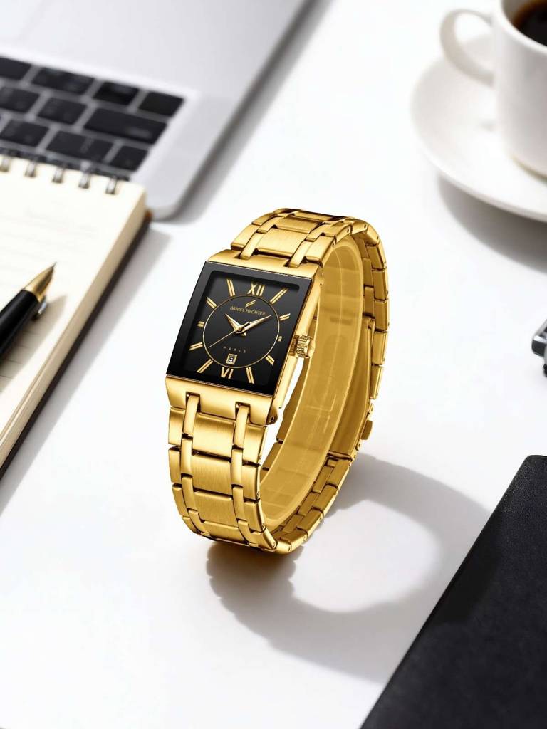 Daniel Hechter Paris Gallieni Collection Vintage Analog Watch For Men - Rectangular Dial With Roman Numerals, Dat : DHM1029-33