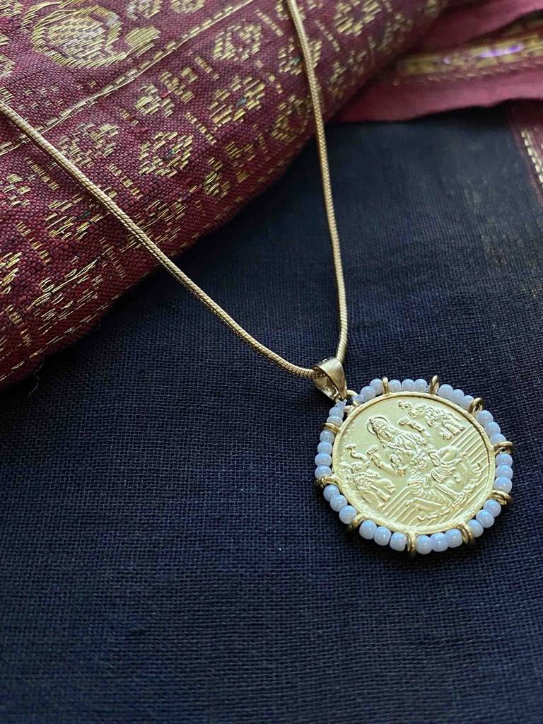 Kuber Silver Gold Plated Coin Necklace : U100SG010N0202