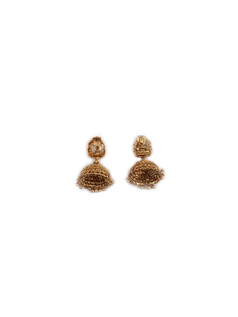 Gold-Plated Stones-Studded Beaded Temple Jewellery Set : SATJS241