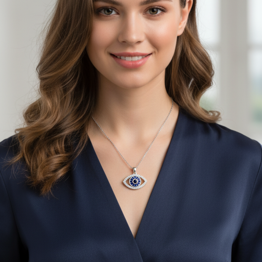 Big Evil Eye Necklace For Women | Bold Protective Evil Eye Pendant Jewellery : 943319698