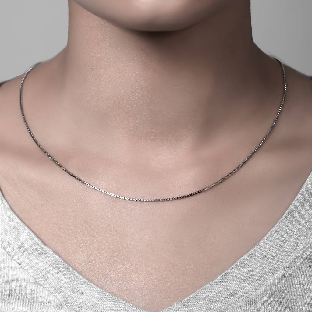 925 Sterling Silver Box Chain For Women & Men, 20 Inch Rhodium Plated Silver Chain : BRDCBCS