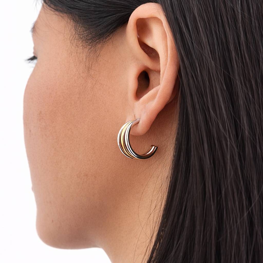 Gold & Silver-Toned Multi Hoop Earrings - Waterproof, Classic Office & Party Earcuffs : 1006762