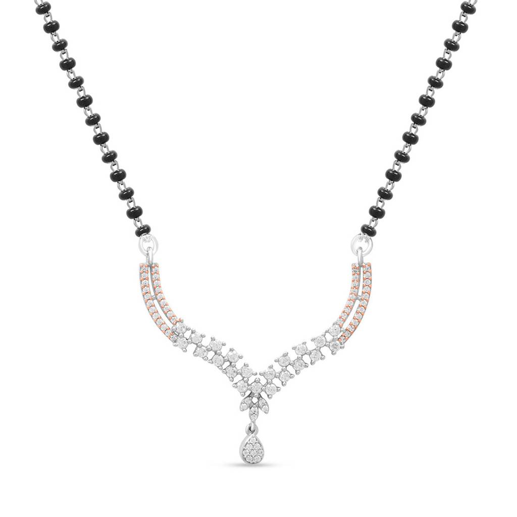 Elegant Dual Plated Cz 925 Sterling Silver Mangalsutra : MGS-10094-C-RRG