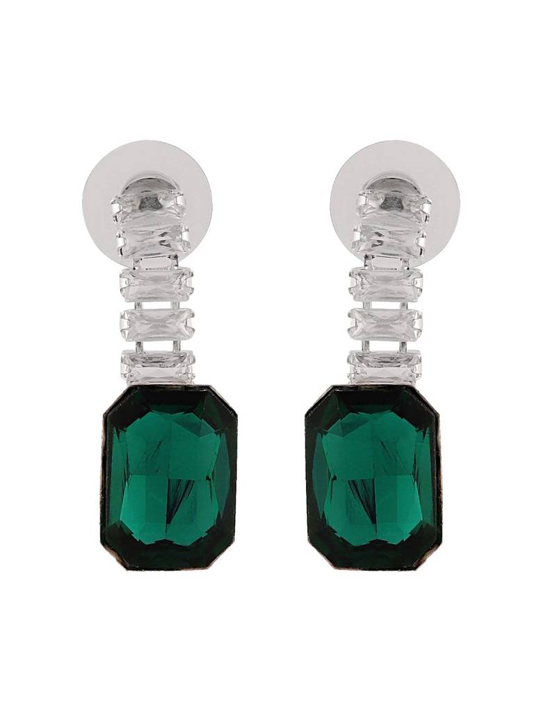 Premium Emerald Green Crystal Jewellery Set For Women : GREENSTONED-JS