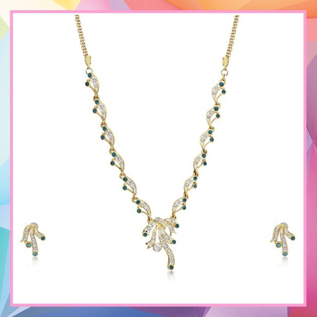 Estele Gold Plated Stunning Necklace Set With Crystals For Women : 8987NKER