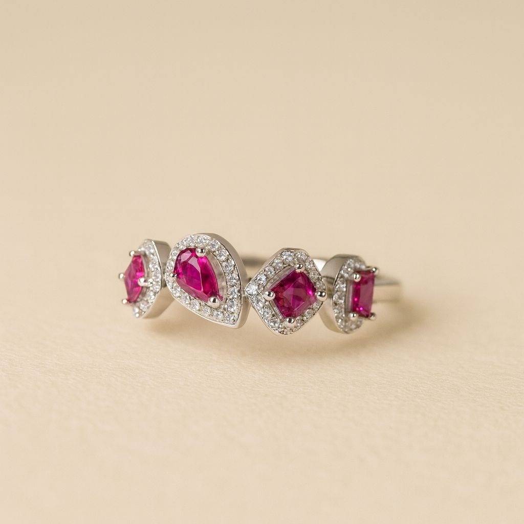 Allure Ruby Silver Ring : R104-WH-R-12