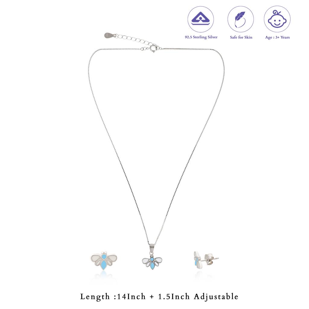 Glowing Honey Bee 925 Silver Kids Chain Pendant (3+ Years) : KPT-16