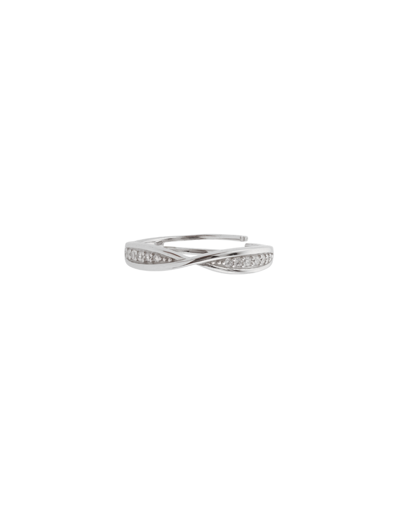 Elegant Crossover Cz Band Ring In 925 Sterling Silver : RG-80002-R