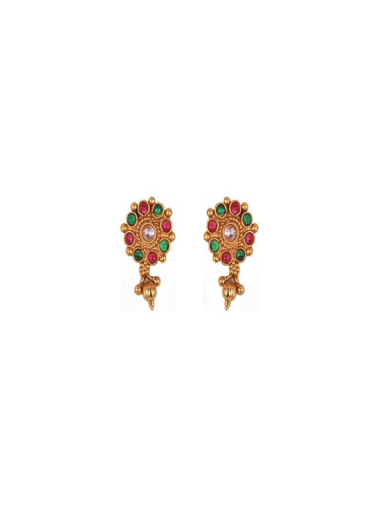 Multicolor Kempu Studded Flower Necklace Set : Kempu108Multi
