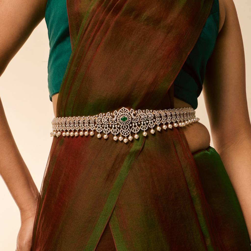 Green Rhodium-Gold Plated - Bridal Zircon Belt - 457118 : 457118