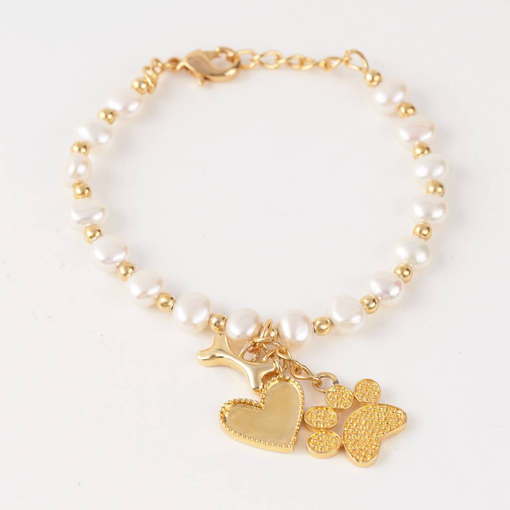 Inu Dog Charm Pearl Bracelet : BRC-INU-DOG
