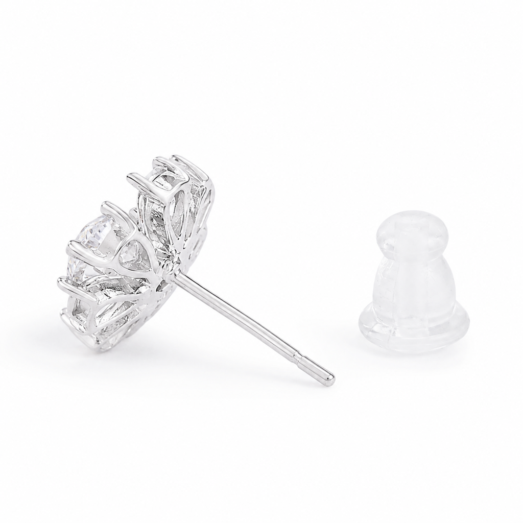 Silver Sparkle Bloom Studs : WER00091