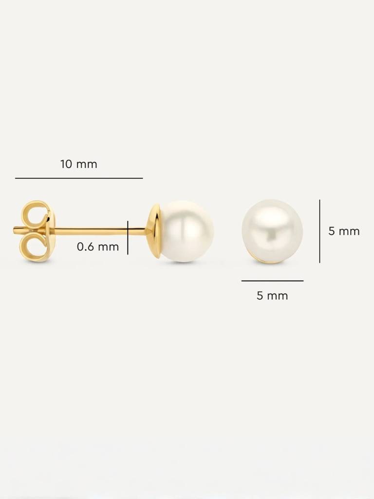 18K Gold Pearl Stud Earrings – 5Mm Everyday Minimal Luxe : S925E764SPS