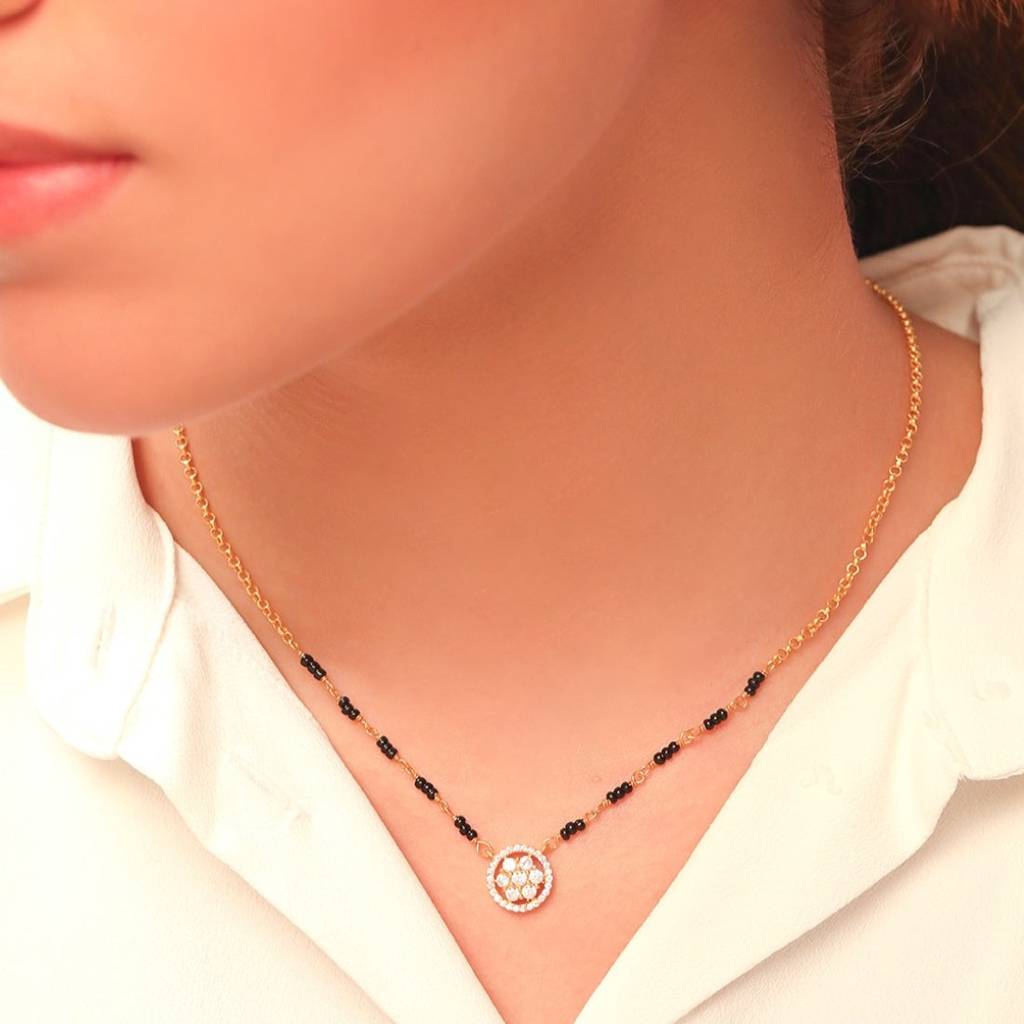 Golden Radiance 925 Sterling Silver Gold-Plated Mangalsutra : MGS-10050-C-G
