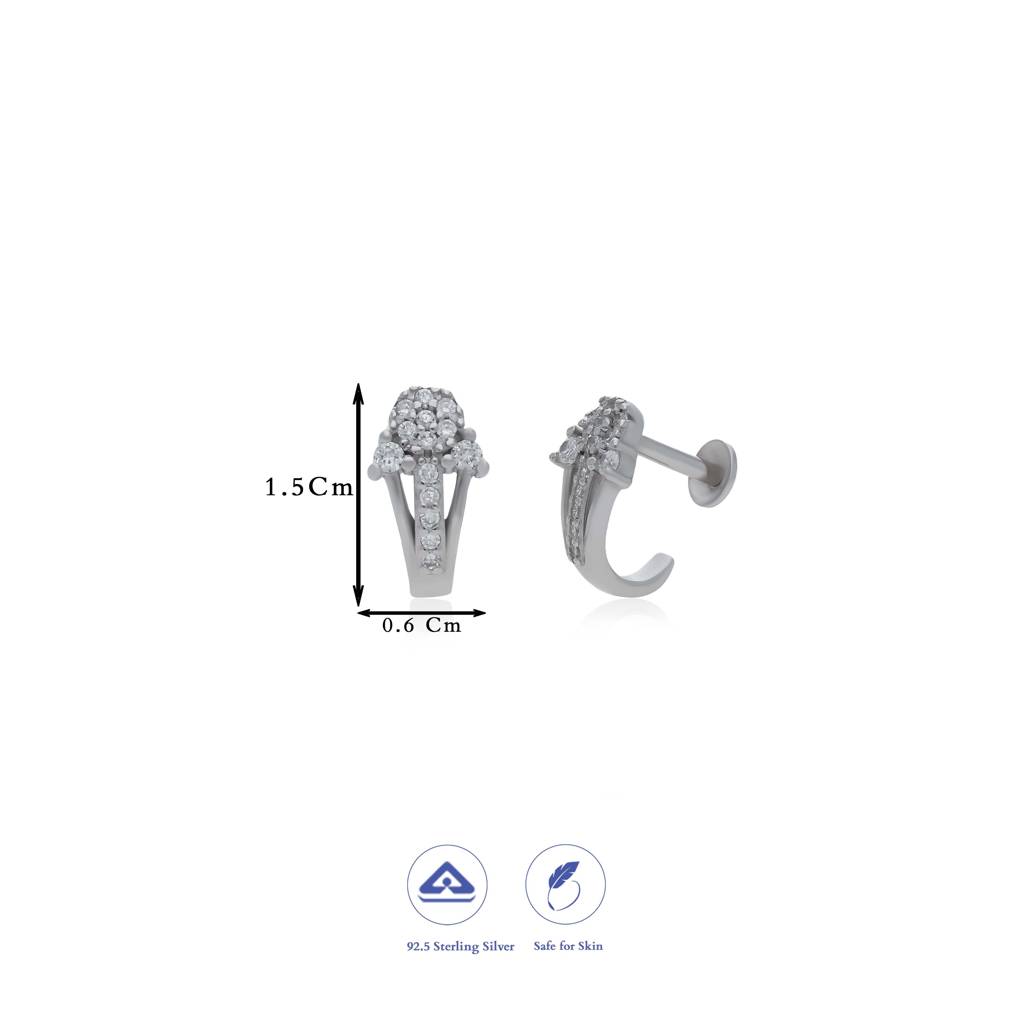 Iyal Eternal Glow Silver J Type Women Earring : EA-JT-RH-A-113-P