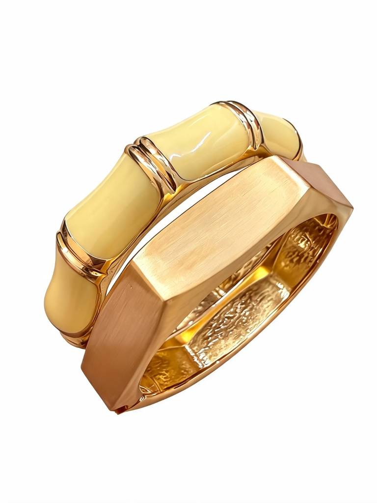 Trendy Bangle Bamboo Stack Combo – 18K Gold-Plated : CBR012TBB