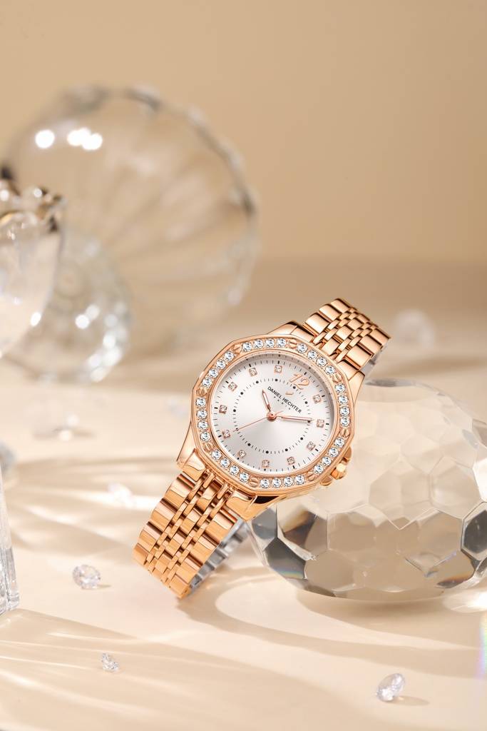 Daniel Hechter Paris Vendome Collection Analog Watch For Women With Crystal Studded Bezel, Crystal Accents And St : DHW2009-22