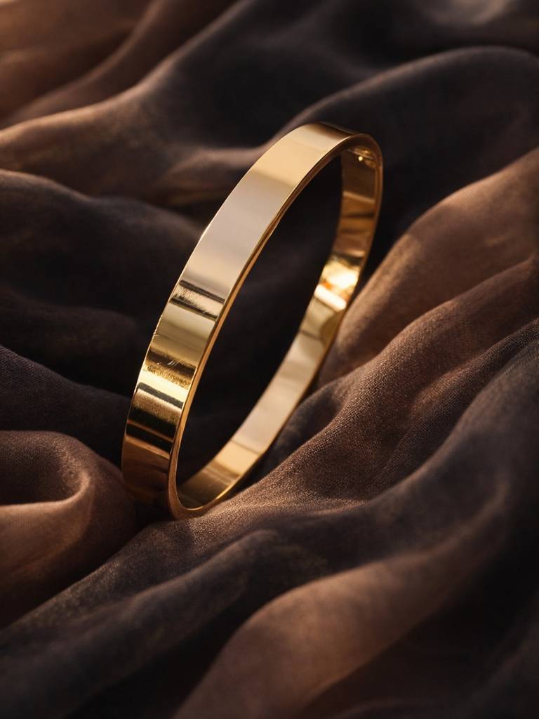 18K Gold Plated Plain Kada For Men | Stainless Steel Bracelet : MATB828GPK