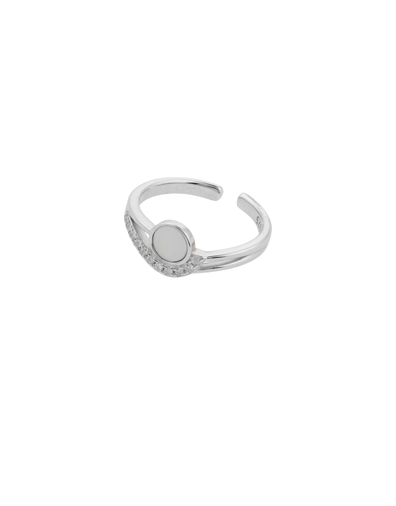 Minimalist Silver Toe Rings With Crystal Detailing : TR-90008-R