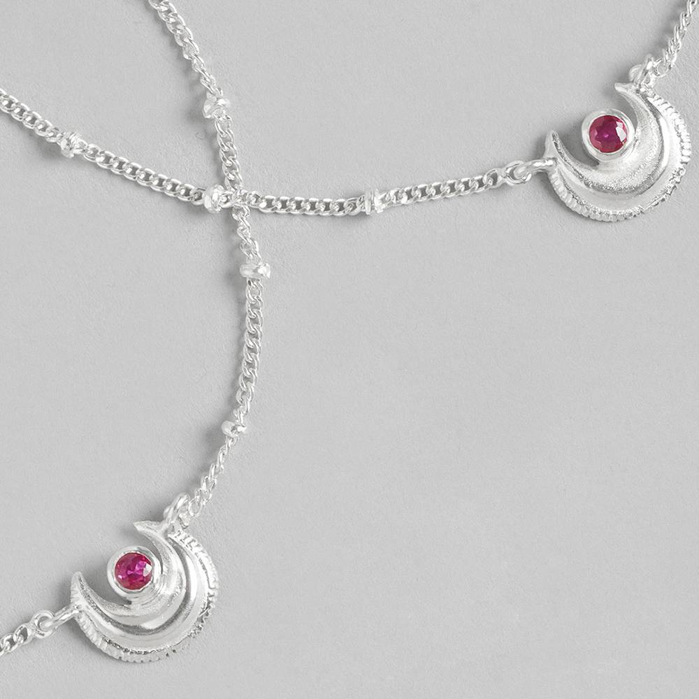 Silver 92.5 Pink Stone Silver Anklet : Silver 92.5 Pink Stone Silver Anklet : Silver 92.5 Pink Stone Silver Anklet : Sil