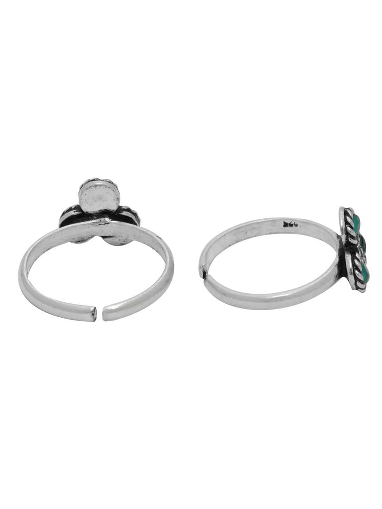 Silver Green Triangular Toe Ring : U100SO005TR0267