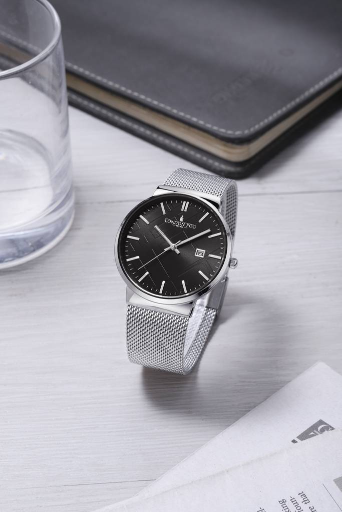 Surrey Collection Analog Quartz Watch For Men With Mesh Strap, Round Metal Case, Date Display : LFM10006-22