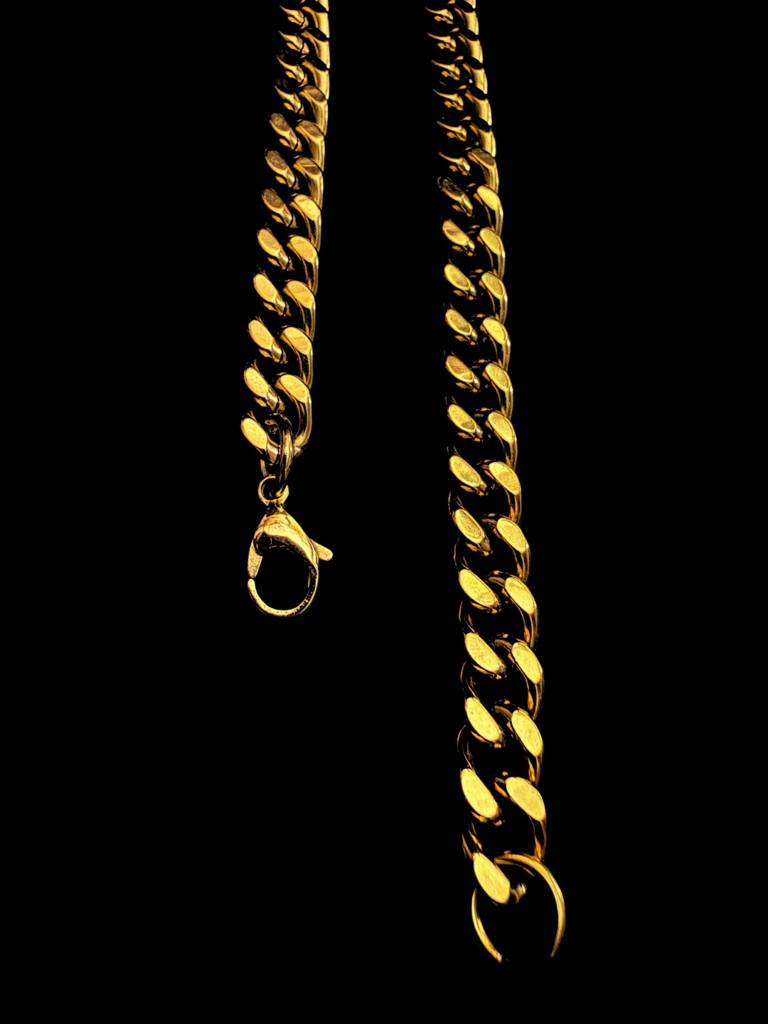 18K Gold Cuban Link Chain For Men – 8Mm Stainless Steel Necklace 24 Inch : MATC713GCRS