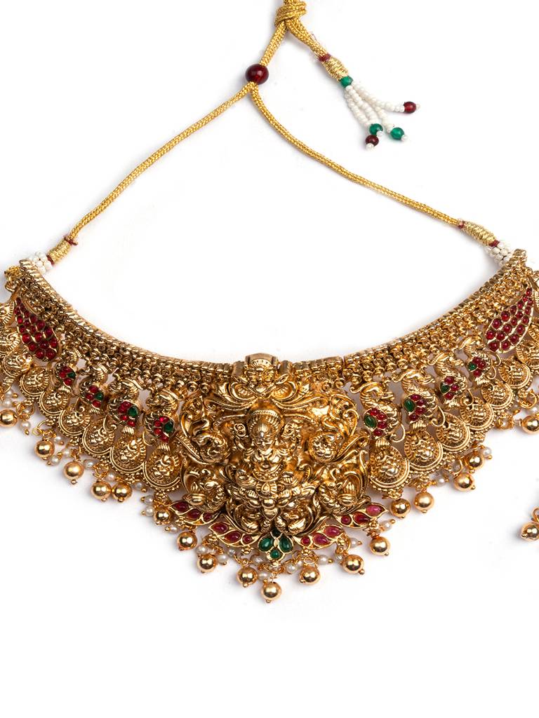 Gold Plated Stone Studded Designer Choker Setâ : CH17GOLDEN