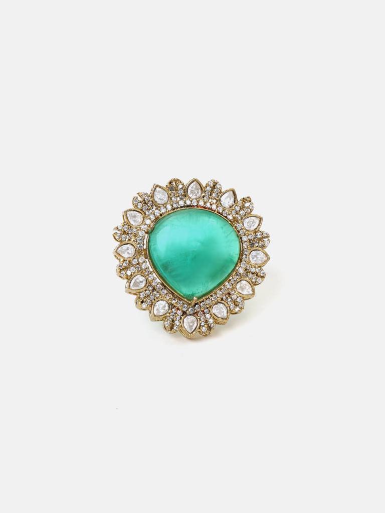 Teardrop Green Stone Ring : RRJAN26-02