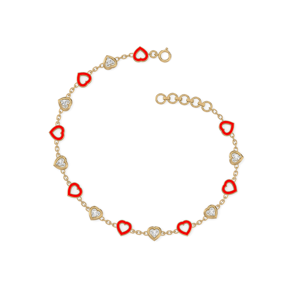 Red Heart - Lab Diamond Station Bracelet : LLBR0099