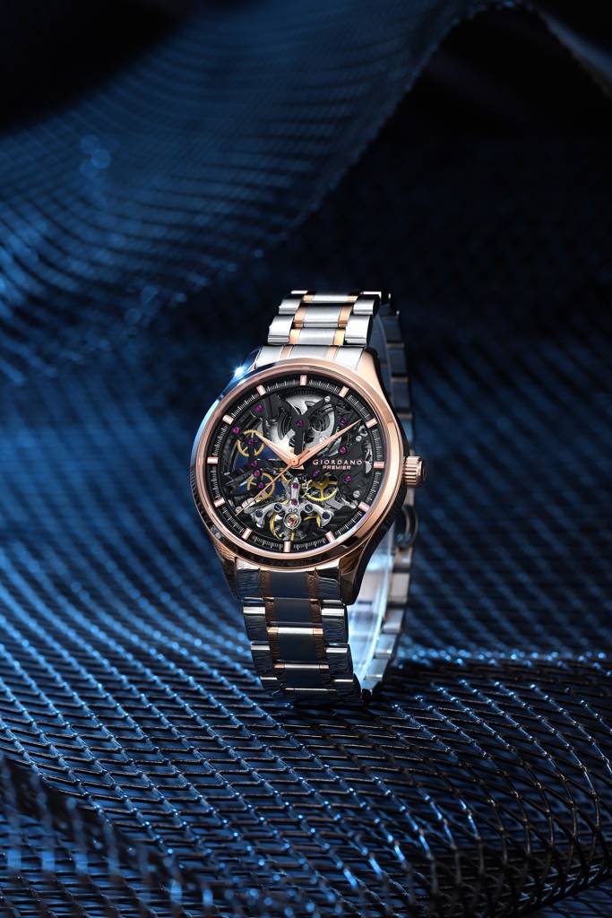 Premier Fortezza Collection Automatic Watch For Men With Skeleton Round Dial, Luminous Hands And Markers, Stainl : GZ-50225-33