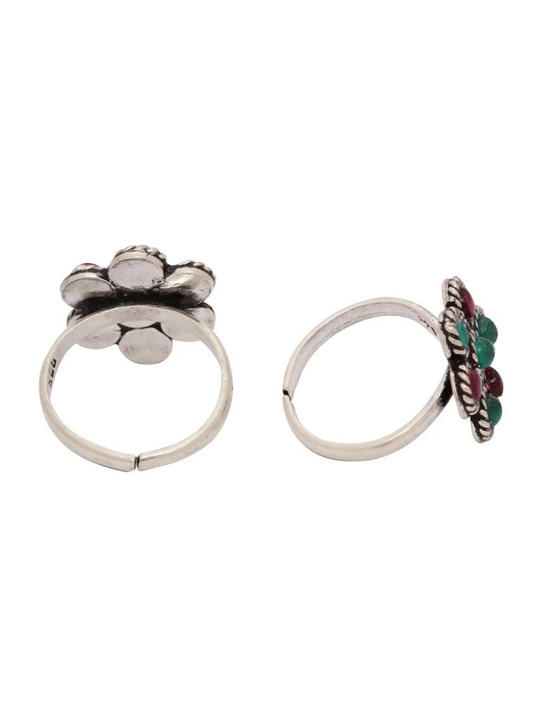 Silver Colorful Oxidized Toe Ring : U100SO006TR0265