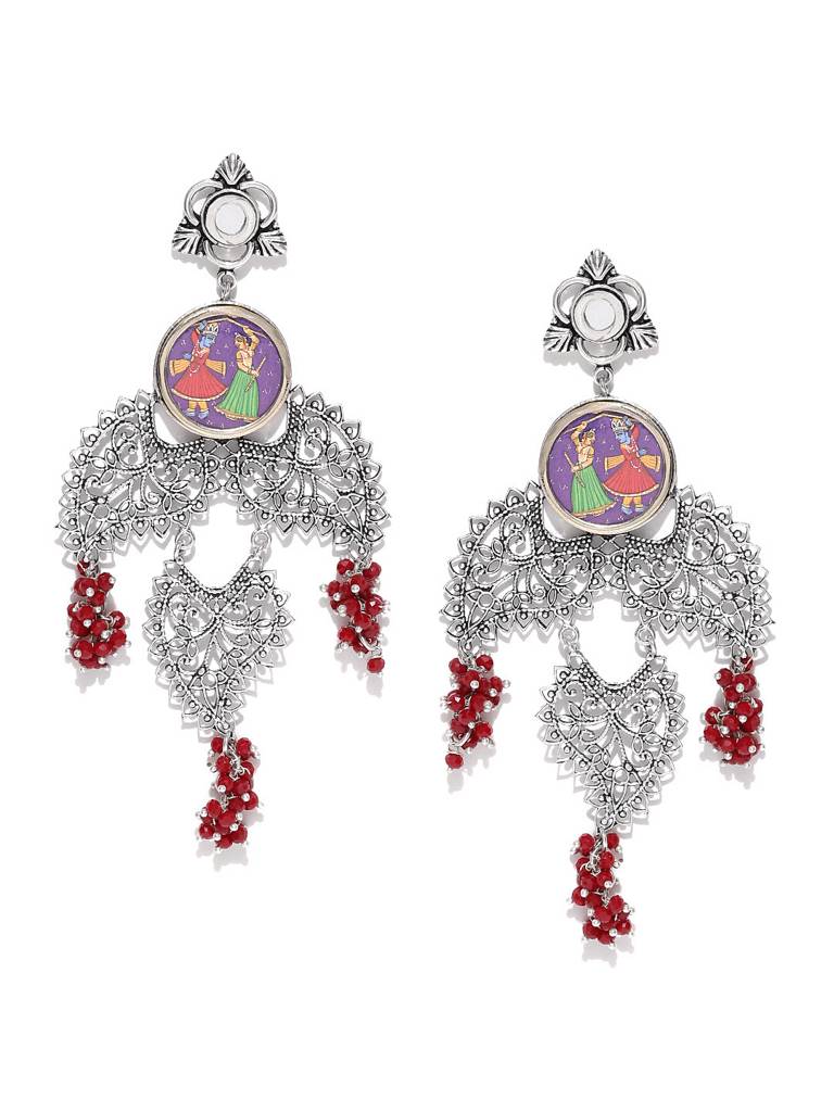 Hand Painted Coin Garba Earrings : COINEARRING1357