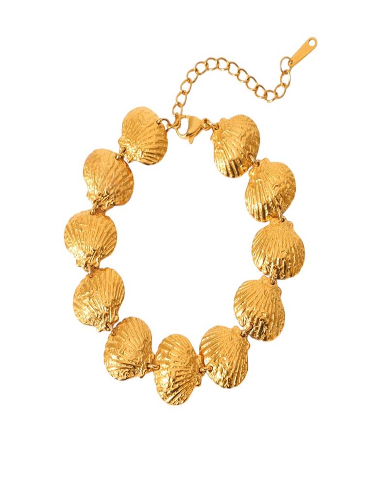 Beach Big Shell Bracelet 18K Gold Plated Waterproof Anti-Tarnish : AHC0925B0210