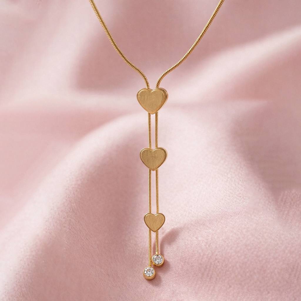 Gold-Plated Elegant Heart Drop Anti-Tarnish Necklace : HSPS60MB1614