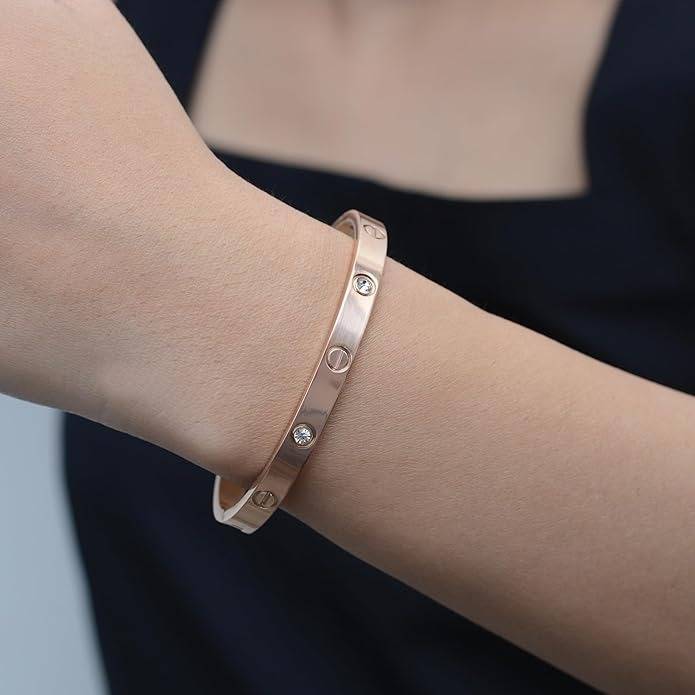 Rose Gold Bangle Anti Tarnish Bracelet For Women : HSbrbr0IDSM0032