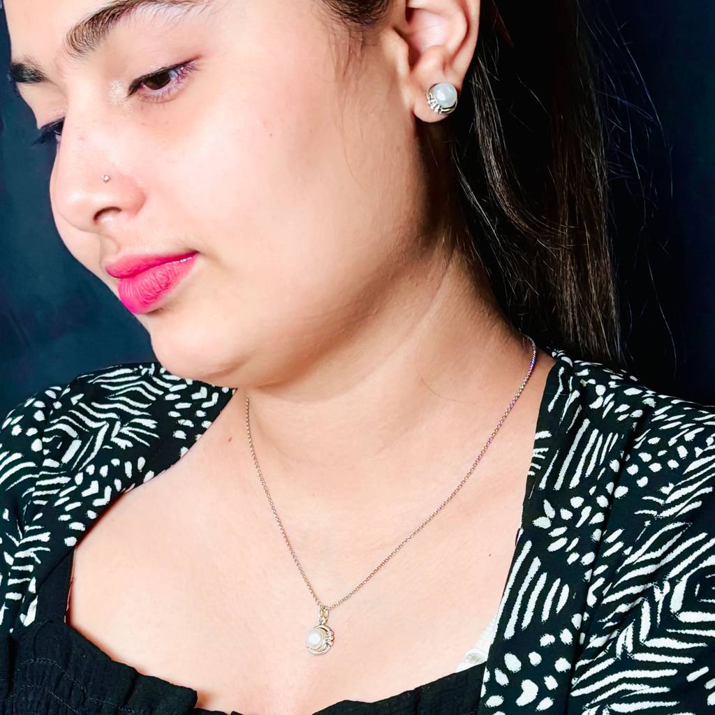 925 Silver Pearl Core Jewellery Set : IS-NC-JS-1025