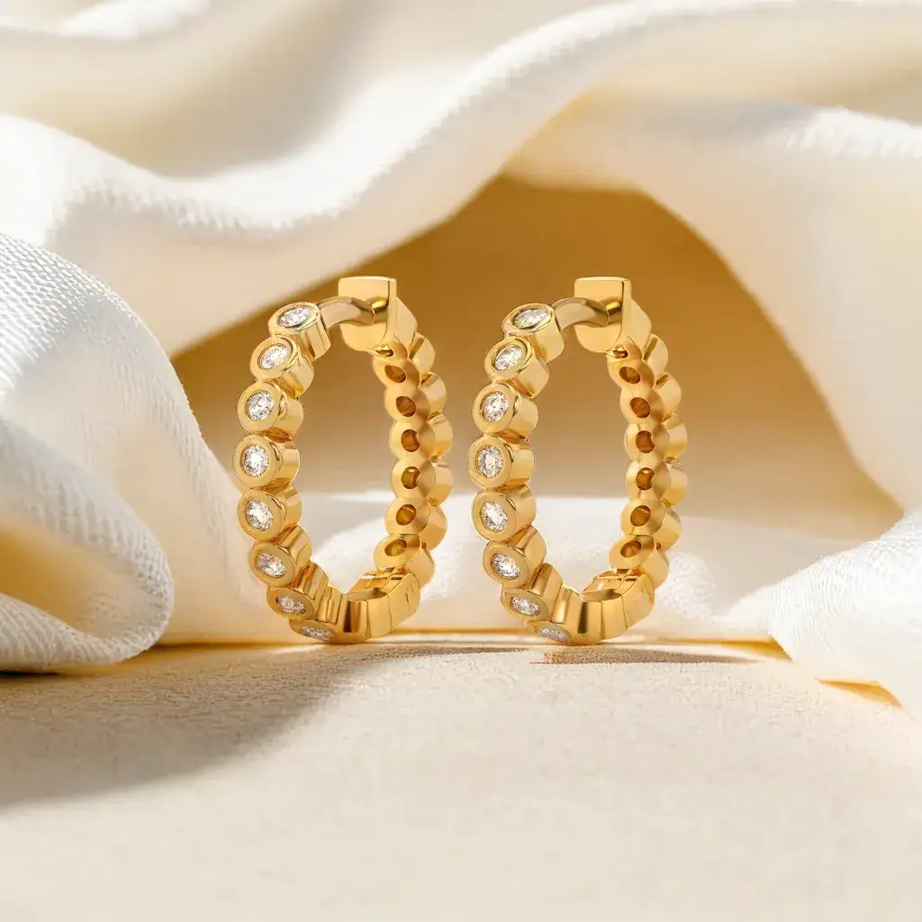 Beaded Huggies - Lab Diamond Earrings : LLER0096