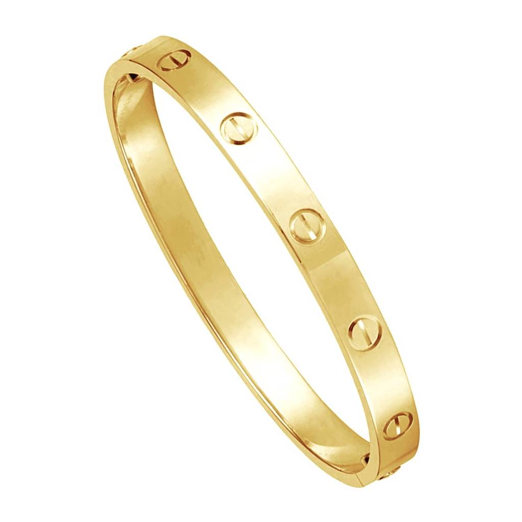 Gold Plated Stylish Openable 316L Stainless Steel Kada Bracelet For Men And Women : PX9B96G
