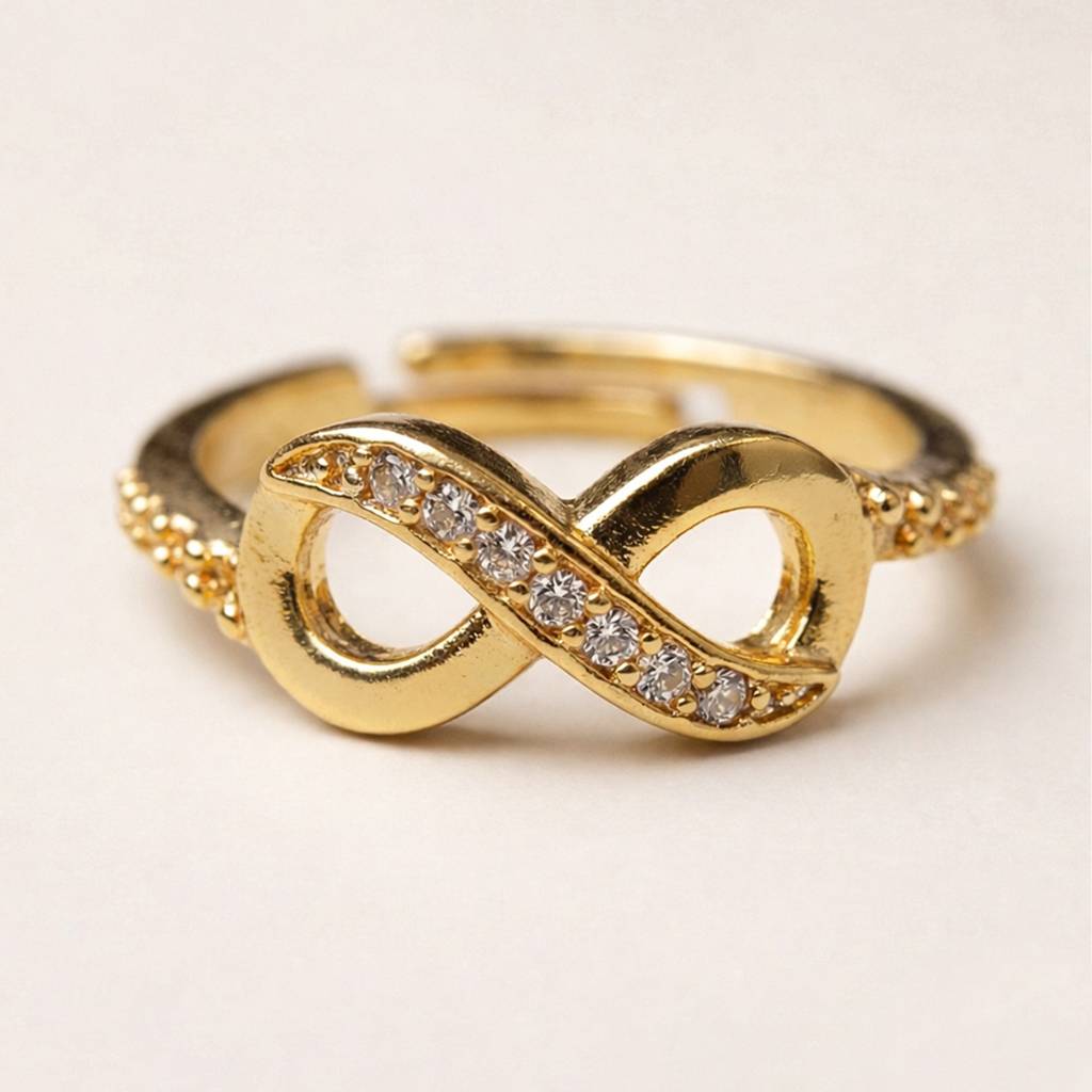 Gold-Plated Golden Infinity Knot Anti-Tarnish Ring : HSPS60MB1520