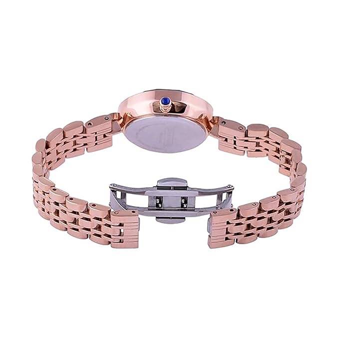 Giordano Eleganza Collection Round Analog Watch For Women, Diamond-Set With Metal Strap Ladies Water Resistant W : GZ-60014-11