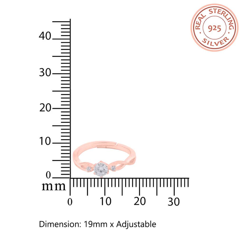 Rose Gold Wave Love Women'S Band Ring : ZLCPLR-1010-WR