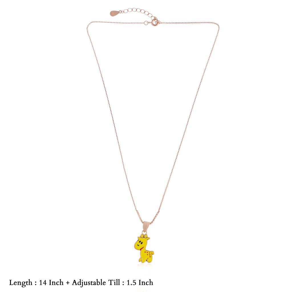 Playful Giraffee Rose Gold Polish 925 Silver Kids Chain Pendant(3+ Years) : KP-175
