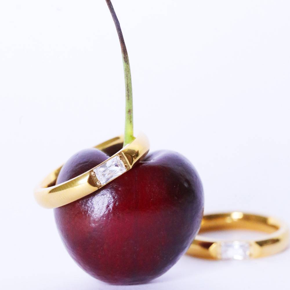 Stainless Steel Zircon Ring, Grace
