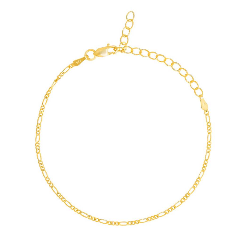 Minimalist Gold-Plated 925 Sterling Silver Women'S Figaro Chain Bracelet : BR-80423-G