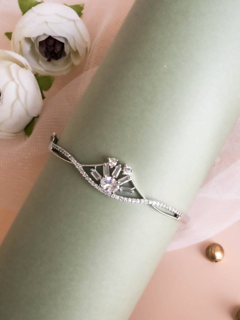 Bhuvika Bangle Bracelet | American Diamond : RKBB000001