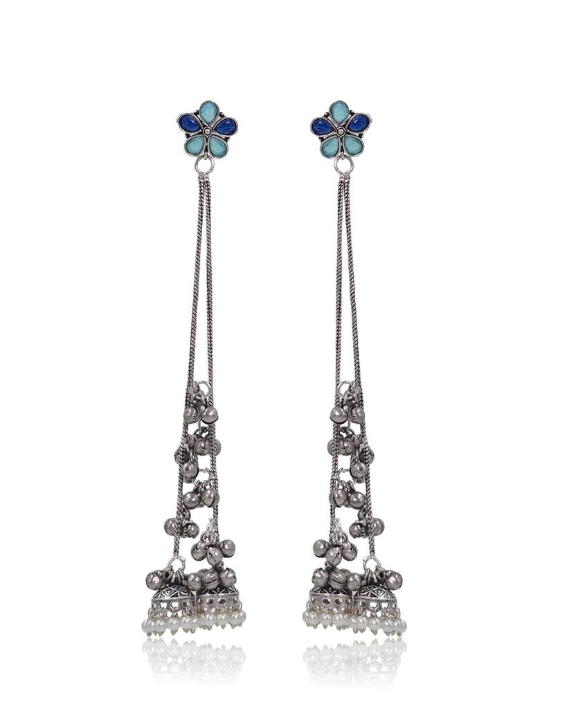 Traditional Kashmiri Long Drop Earrings : NA_ST_ER_264_1