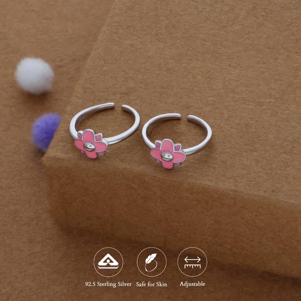 Happy Adjustable 925 Silver Fancy Toe Ring : TR-FT-RH-P-152-P