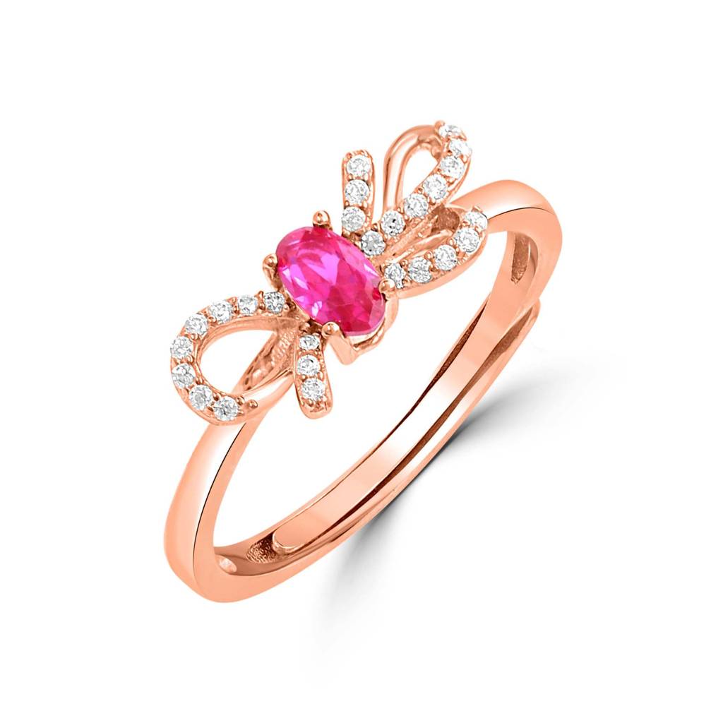 Beautiful Bow Rose Gold Plated 925 Sterling Silver Ring : RNG-40380-RG