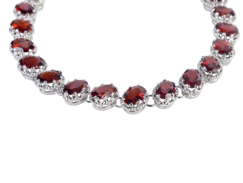 925 Sterling Silver Garnet Bracelet For Women | Gemstone Bracelet | Handmade Silver Jewelry | Elegant Daily Wear Gift : FU-1148